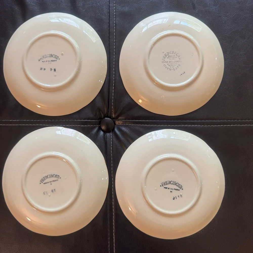 Set Of 4 Vintage Franciscan Apple Pattern Saucer Plates Made in California - 6